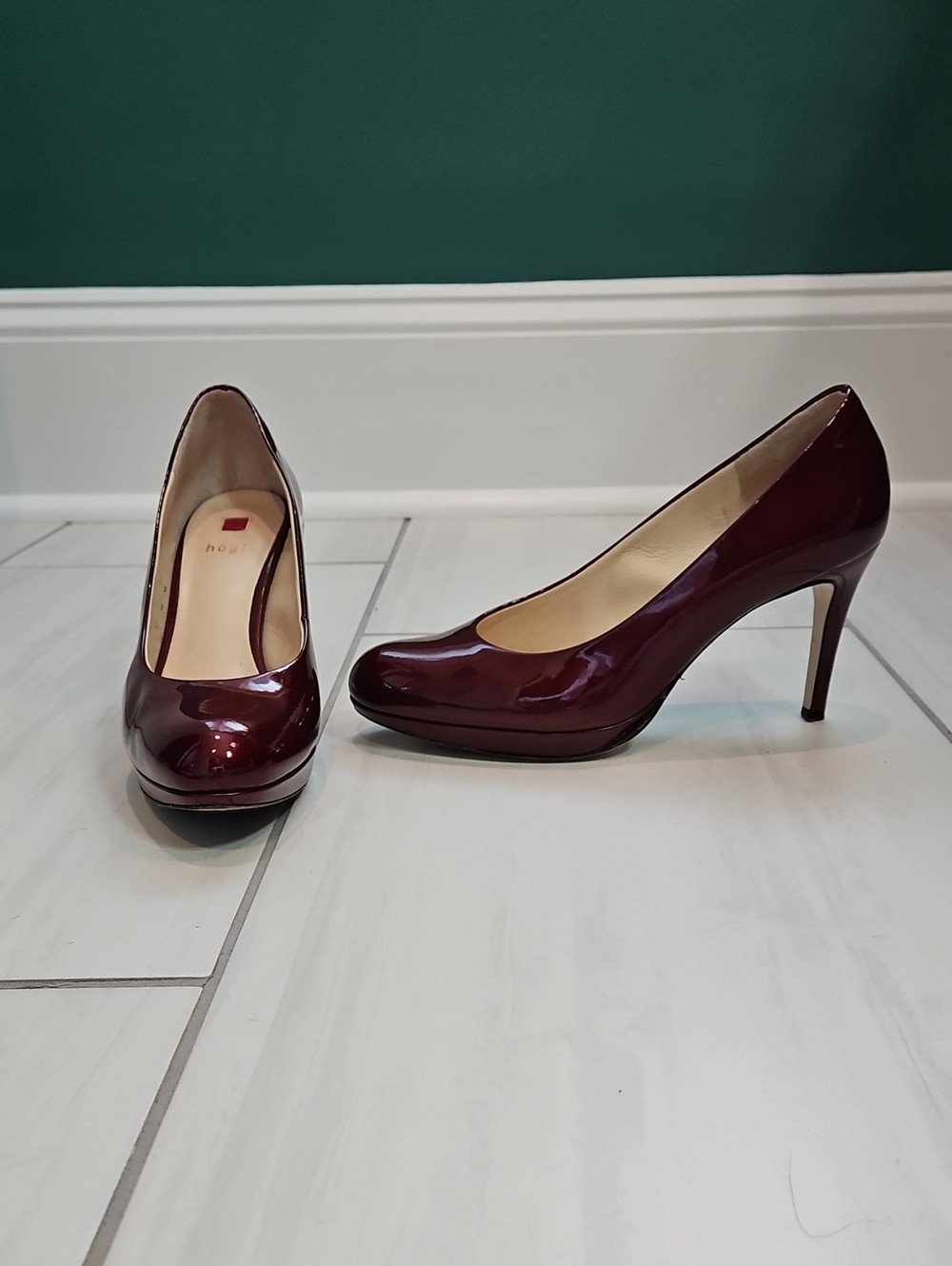 Patent Burgundy High Heel Pumps for Women